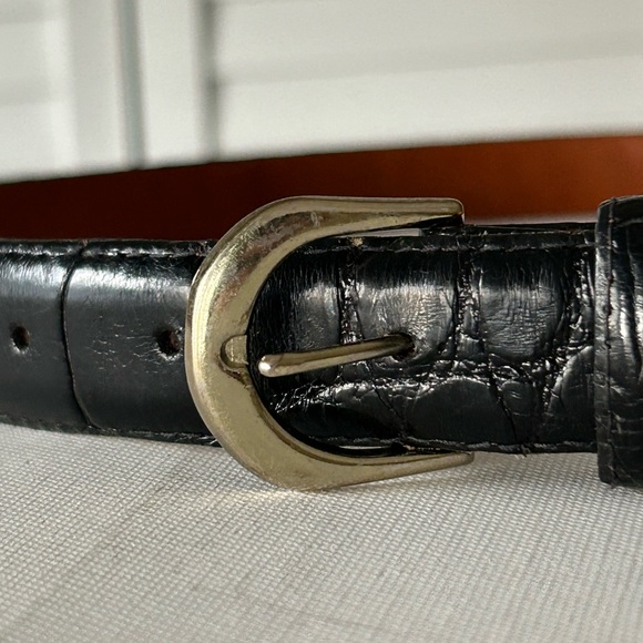 LUXURY Brooks Brothers Genuine Alligator Black Belt 42 Crocodile Exotic Made USA - Picture 3 of 12
